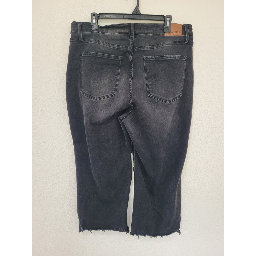 Judy Blue 18W Black High Rise Button Fly Raw Hem Cropped Wide Leg Jeans #2 - Picture 3 of 7